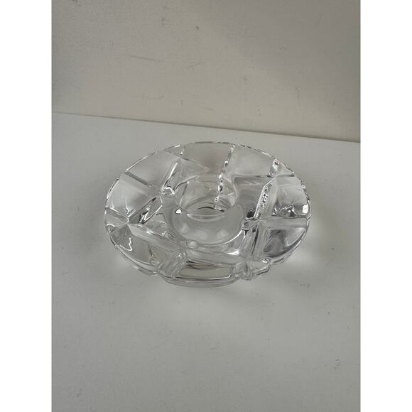 Orrefors Clear Tea Light Candle Holder Crystal Glass Round Abstract Hand Blown - Picture 2 of 6